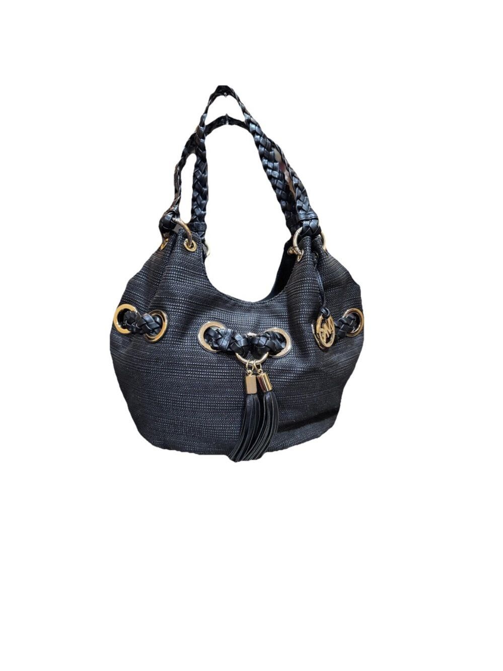 Michael Kors Camden Large Straw Tote Trimmed In Leather